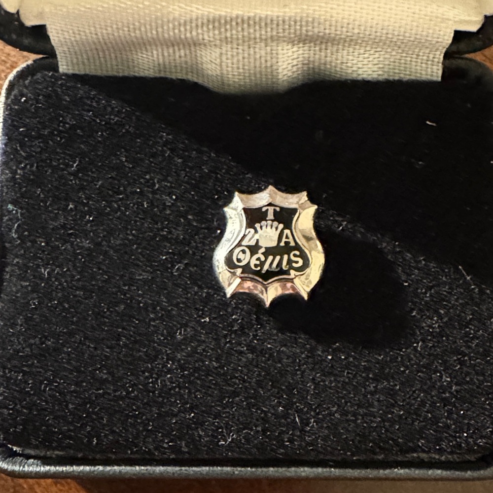 Zeta Tau Alpha ZTA silver badge pin